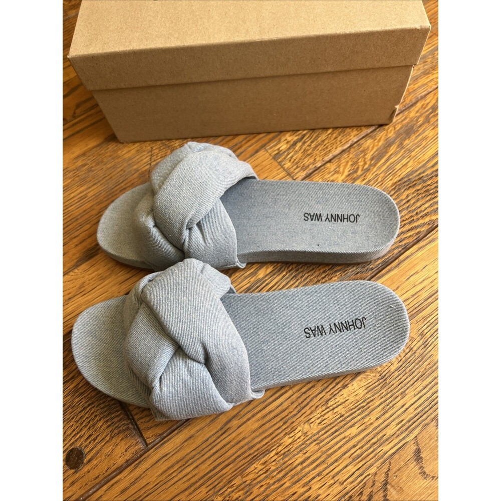 NEW $198 Johnny Was Ojai Sandal Size 10 Women's Blue Denim Slide Sandal - Picture 6 of 9